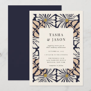 Invitación de casamiento de marco de patrón floral