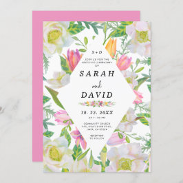 Invitación de casamiento de marco geométrico con f