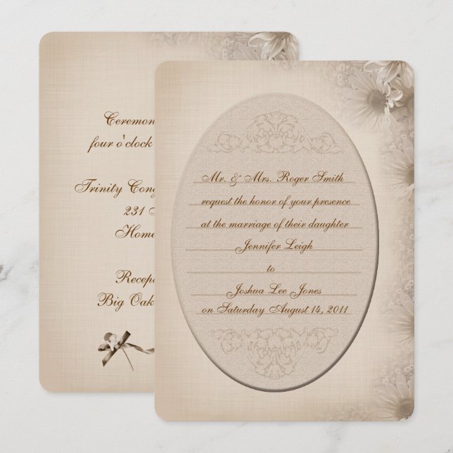 Invitación de casamiento de marea de marea de mare (Anverso / Reverso)