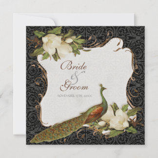 Invitación de casamiento de marea de pavo real y n