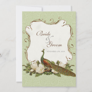 Invitación de casamiento de marea de pavo real y n