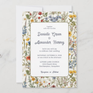 Invitación de casamiento de marejada de flores sil