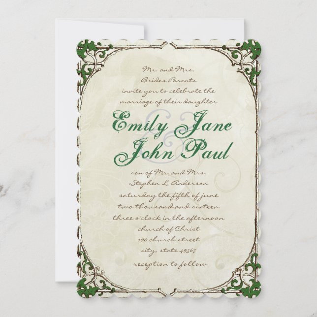 Invitación de casamiento de marfil de marfil (Anverso)
