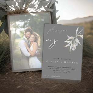 Invitación de casamiento de orilla de oliva acuáti