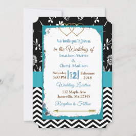 Invitación de casamiento de oro negro y azul