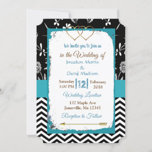 Invitación de casamiento de oro negro y azul