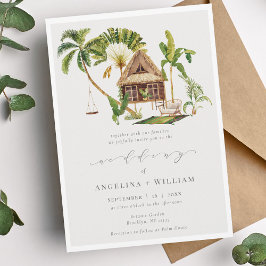 Invitación de casamiento de palmeras tropicales de