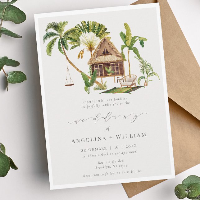 Invitación de casamiento de palmeras tropicales de (Subido por el creador)