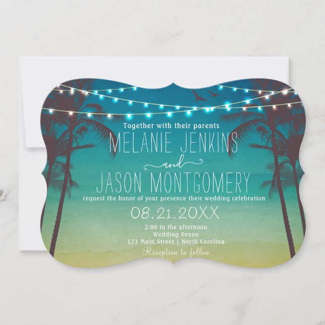 Invitación de casamiento de palmeras tropicales de (Anverso)