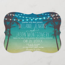 Invitación de casamiento de palmeras tropicales de