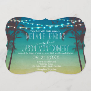 Invitación de casamiento de palmeras tropicales de