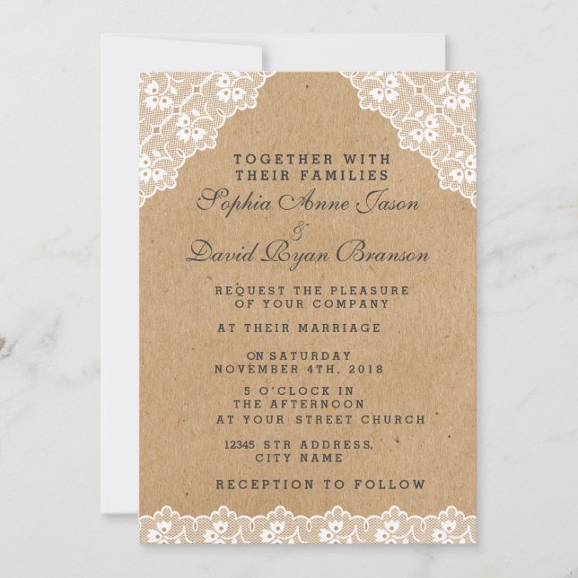 Invitación de casamiento de papel de naves de enca (Anverso)