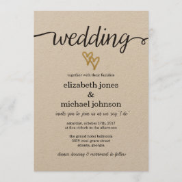 Invitación de casamiento de papel Kraft para coraz