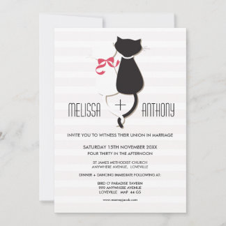 Invitación de casamiento de parejas de gatos de co
