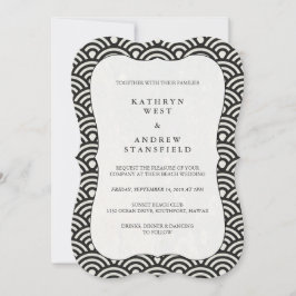 Invitación de casamiento de patrón blanco + negro 