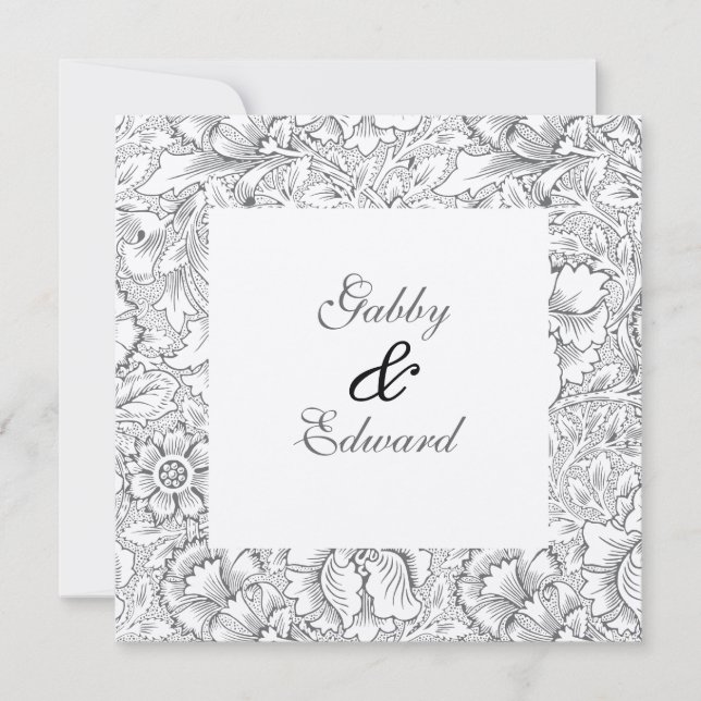 Invitación de casamiento de patrón blanco y negro  (Anverso)