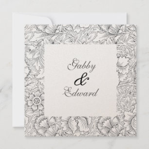 Invitación de casamiento de patrón blanco y negro