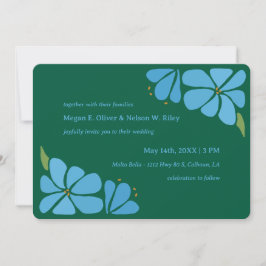 Invitación de casamiento de patrón de flor azul Gr