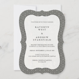 Invitación de casamiento de patrón de onda blanca 