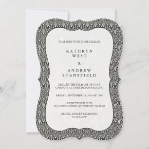 Invitación de casamiento de patrón de onda blanca 