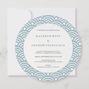 Invitación de casamiento de patrón de onda blanca