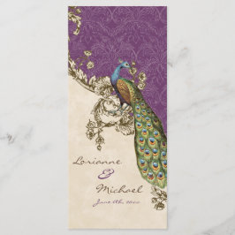 Invitación de casamiento de pavo real y eclosión