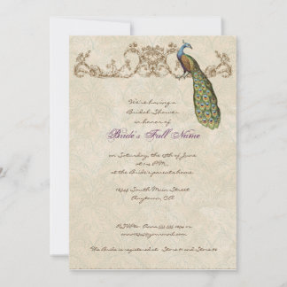 Invitación de casamiento de pavo real y eclosión