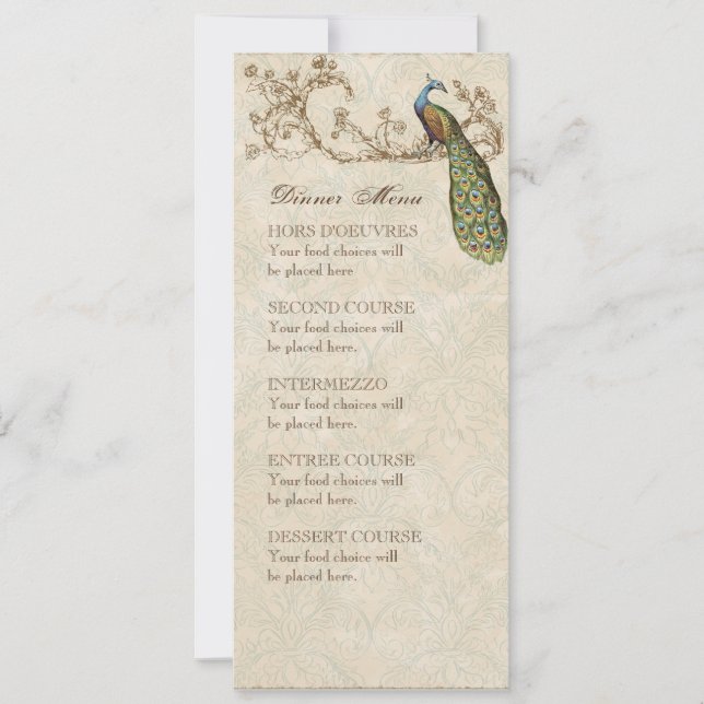 Invitación de casamiento de pavo real y eclosión (Anverso)