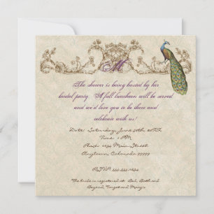 Invitación de casamiento de pavo real y eclosión