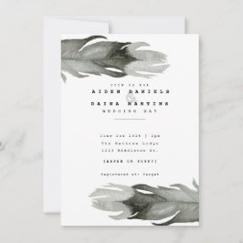 Invitación de casamiento de plumas modernas