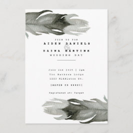 Invitación de casamiento de plumas modernas
