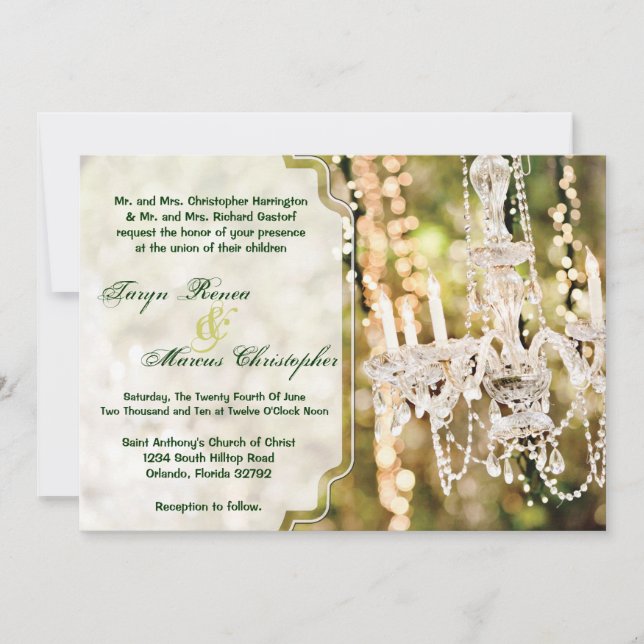 Invitación de casamiento de roble con candelabro d (Anverso)