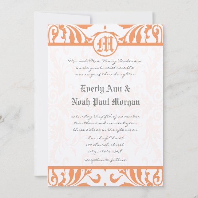 Invitación de casamiento de tipografía gris de dam (Anverso)