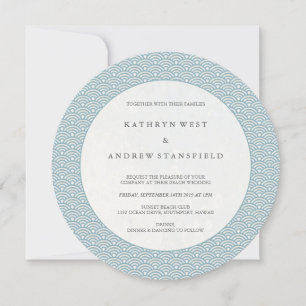 Invitación de casamiento de trama de ondas azules