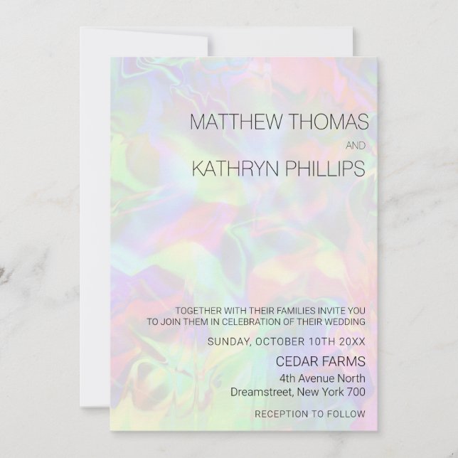 Invitación de casamiento de turnos de color (Anverso)
