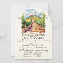 Invitación de casamiento de viña acuarela