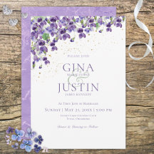 Invitación de casamiento de violetas de color de a