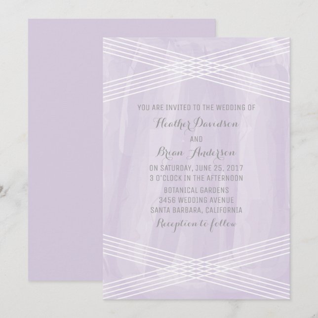 Invitación de casamiento deco color morado (Anverso / Reverso)