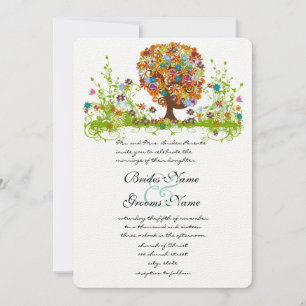 Invitación de casamiento en árbol de amor de flor