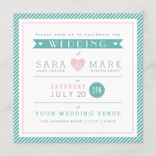 Invitación de casamiento en cuadrado con tira de m