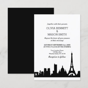 Invitación de casamiento en Paris Francia Skyline 