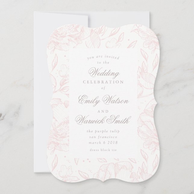 Invitación de casamiento floral con mano elegante  (Anverso)