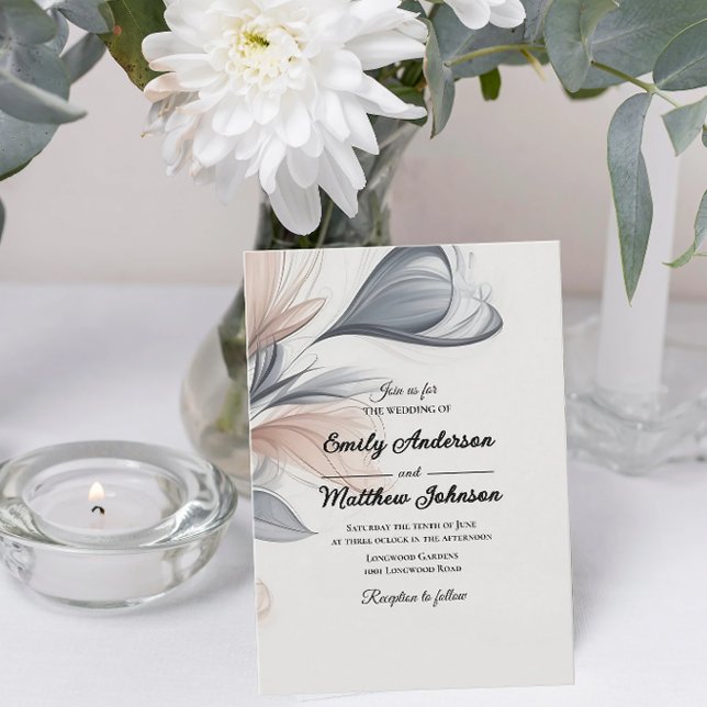 Invitación de casamiento floral de color acuático  (Subido por el creador)