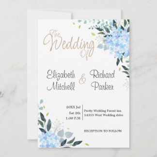 Invitación de casamiento floral de color azul