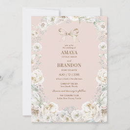 Invitación de casamiento floral de coqueta rosada 