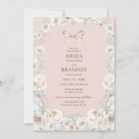 Invitación de casamiento floral de coqueta rosada 
