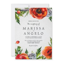 Invitación de casamiento floral de los pipetas roj