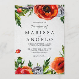 Invitación de casamiento floral de los pipetas roj