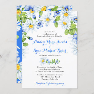 Invitación de casamiento floral de marea blanca az