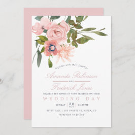 Invitación de casamiento floral Rubor de casamient
